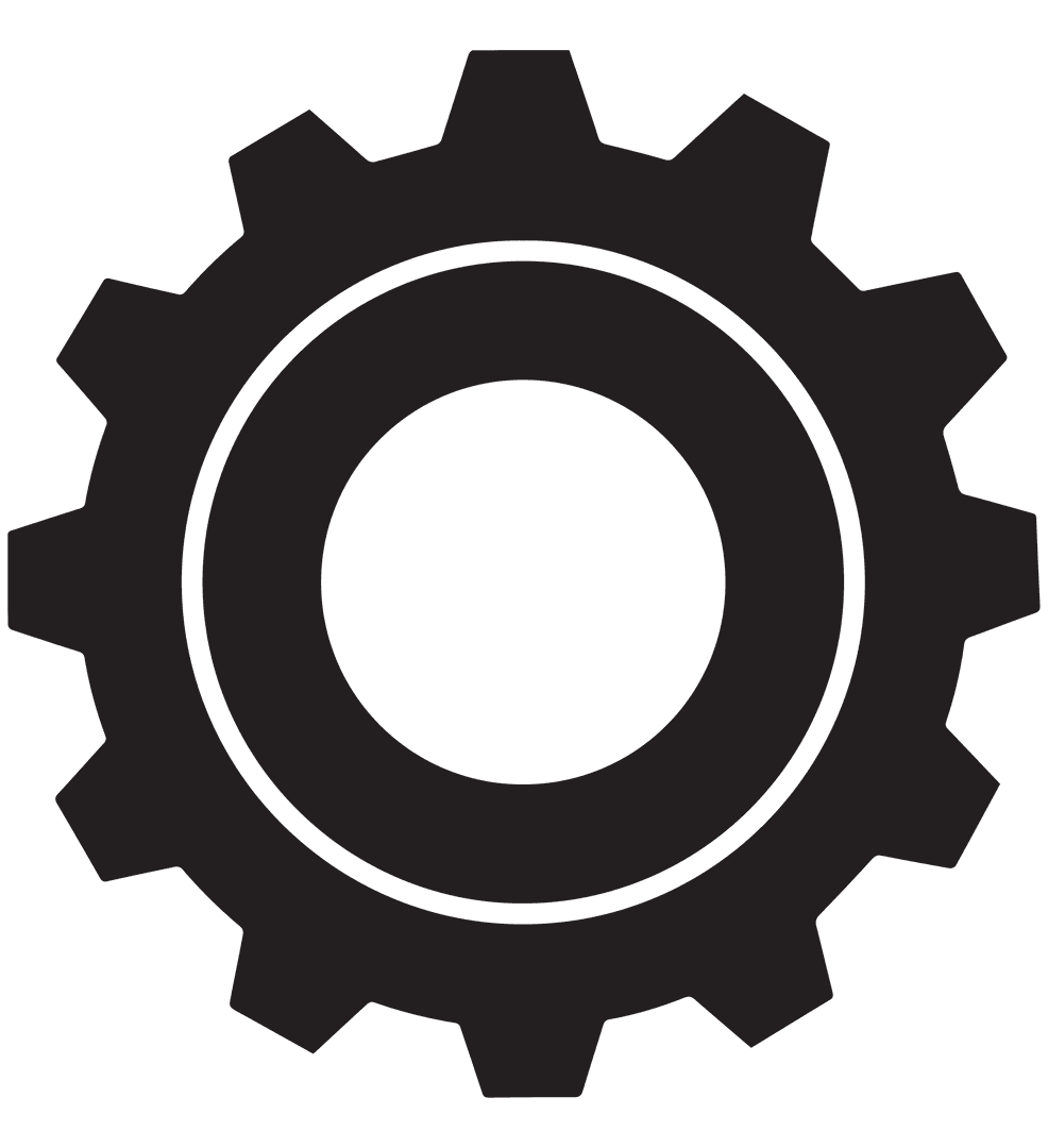 Black Cogwheel Icon on Transparent Background