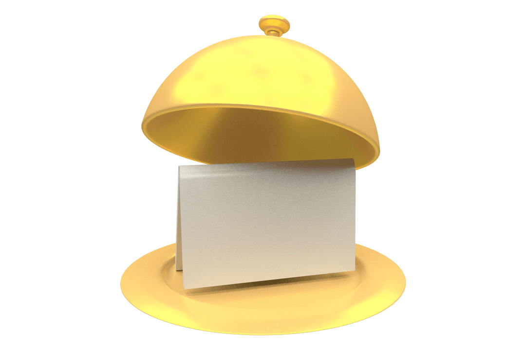 Transparent Golden Cloche with Blank Card Illustration