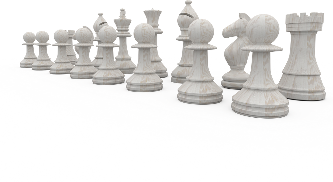 Transparent Digital Set of White Chess Pieces Displayed in a Row - Download Free Stock Images Pikwizard.com