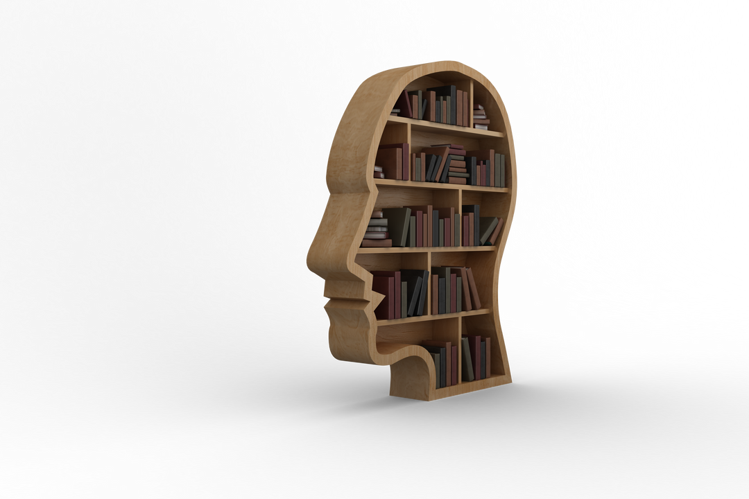 Transparent 3D Head Shaped Bookshelf with Books - Download Free Stock Images Pikwizard.com