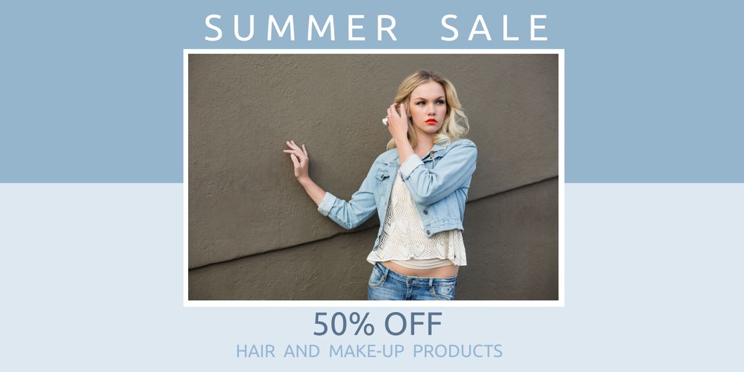 Trendy woman with casual outfit for chic fashion sales