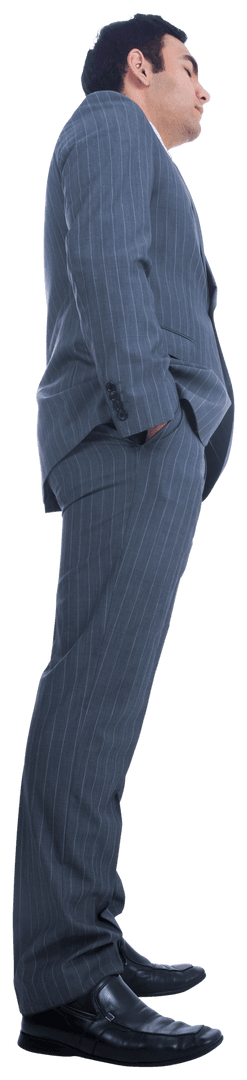 Sad Asian Businessman Standing Silhouette Transparent Background
