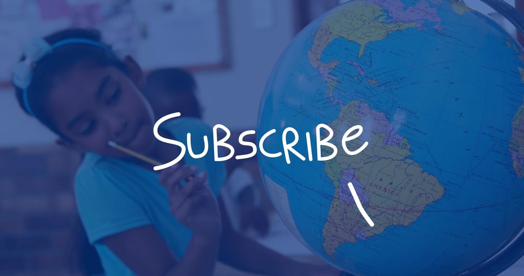 Inquisitive Student Exploring Globe Focus Learning Subscribe Message