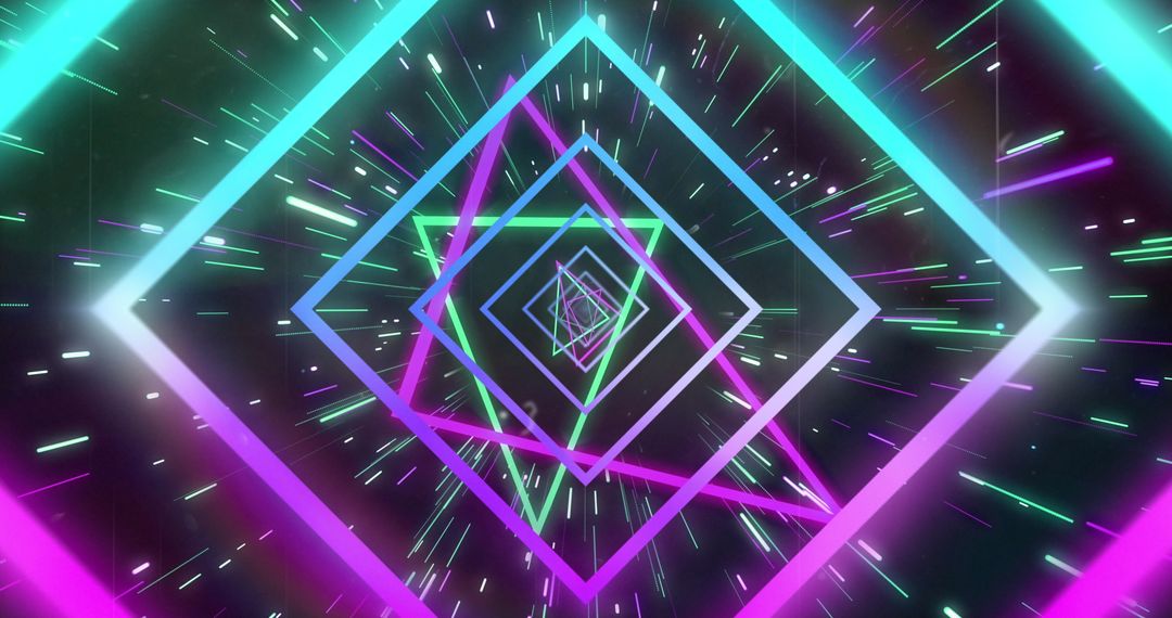 Colorful Neon Geometric Tunnel with Dynamic Illumination