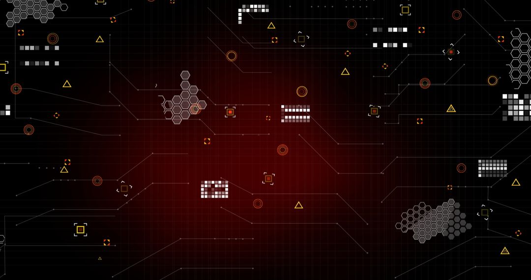 Futuristic Interface with Digital Markers and Technical Patterns