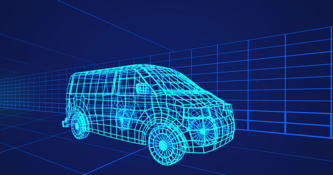 Digital Wireframe Van in Virtual Space Concept - Free Images, Stock Photos and Pictures on Pikwizard.com