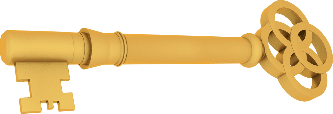 Transparent Decorative Golden Key Symbolizing Security and Future