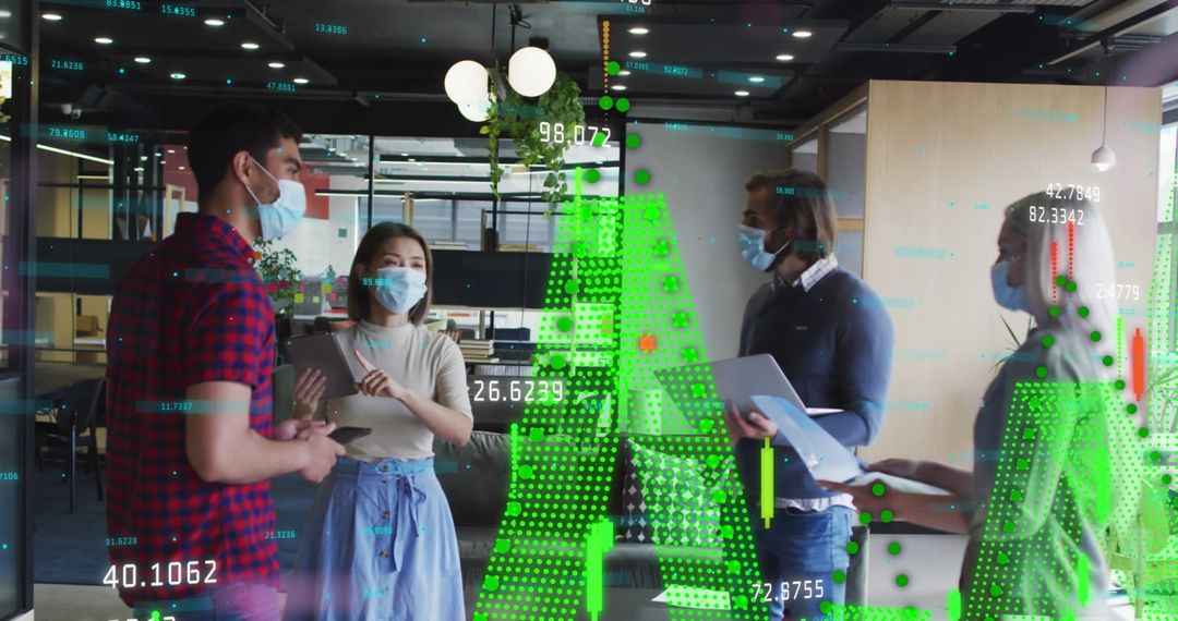 Business Team Discussing Digital Data in Modern Office