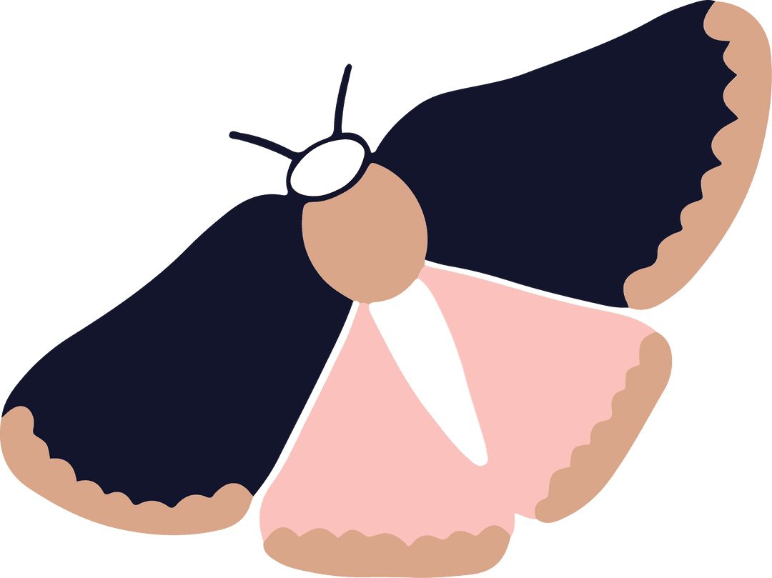 Flat Design Moth Illustrated on Transparent Background