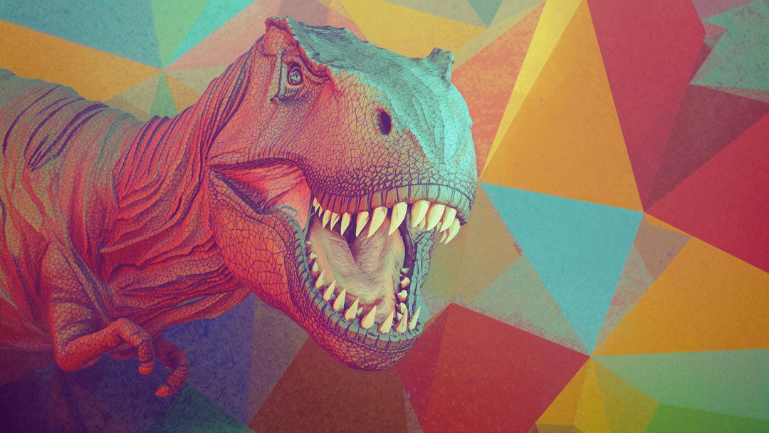 Roaring T-Rex in Geometric Abstract Style