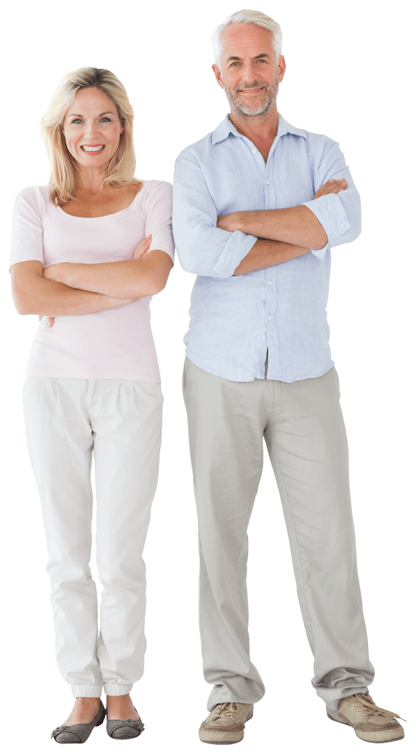 Smiling Mature Couple Standing Together on Transparent Background