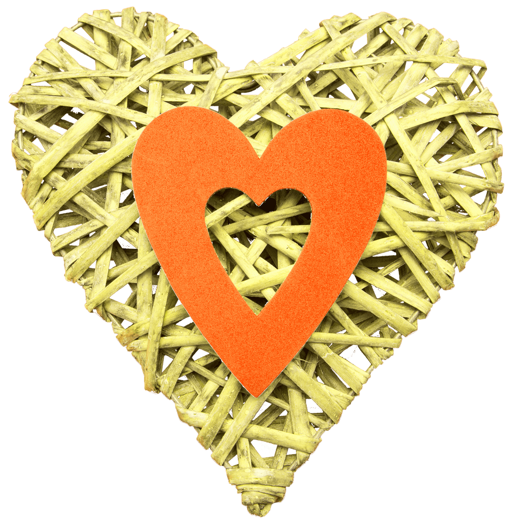 Transparent Woven Heart Frame with Orange Inner Heart Decoration