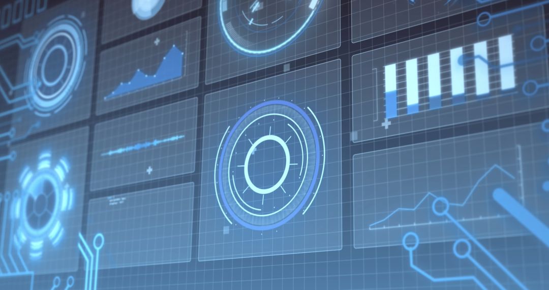 Futuristic Digital HUD with Data Graphics and Infographics Display