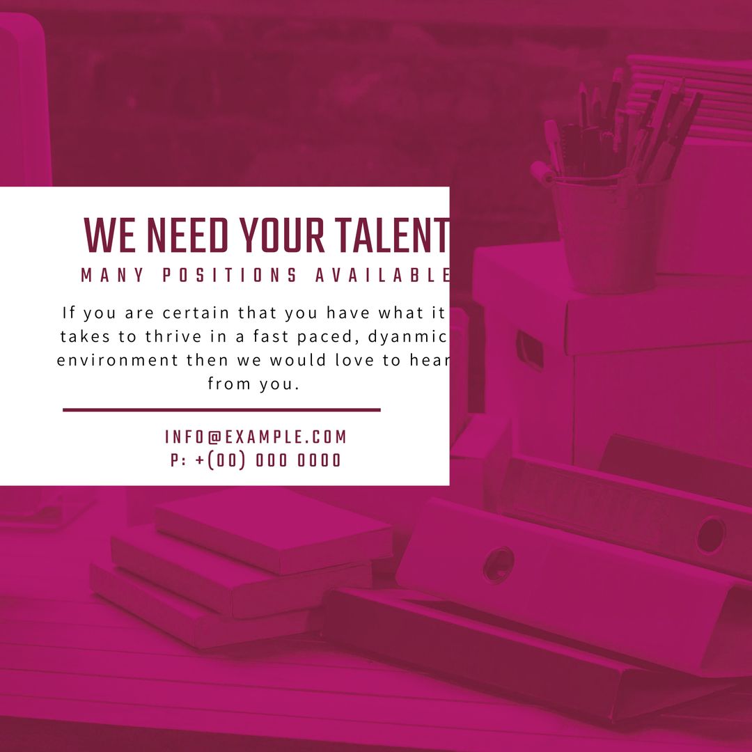 Dynamic Pink Job Ad Template for Education or Co-Working Promotions - Download Free Stock Templates Pikwizard.com