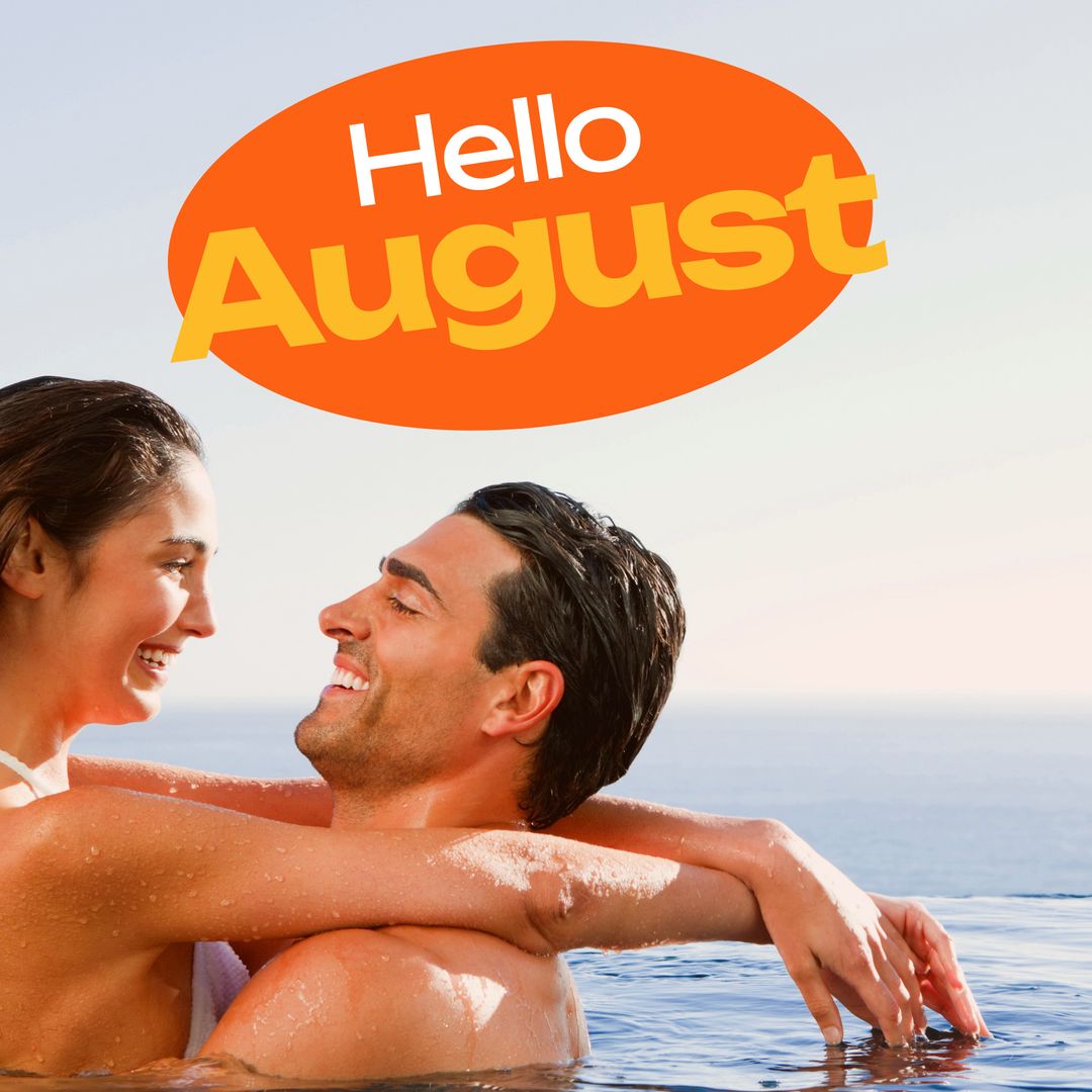 Couple Relaxing in Ocean Embracing August Vibes