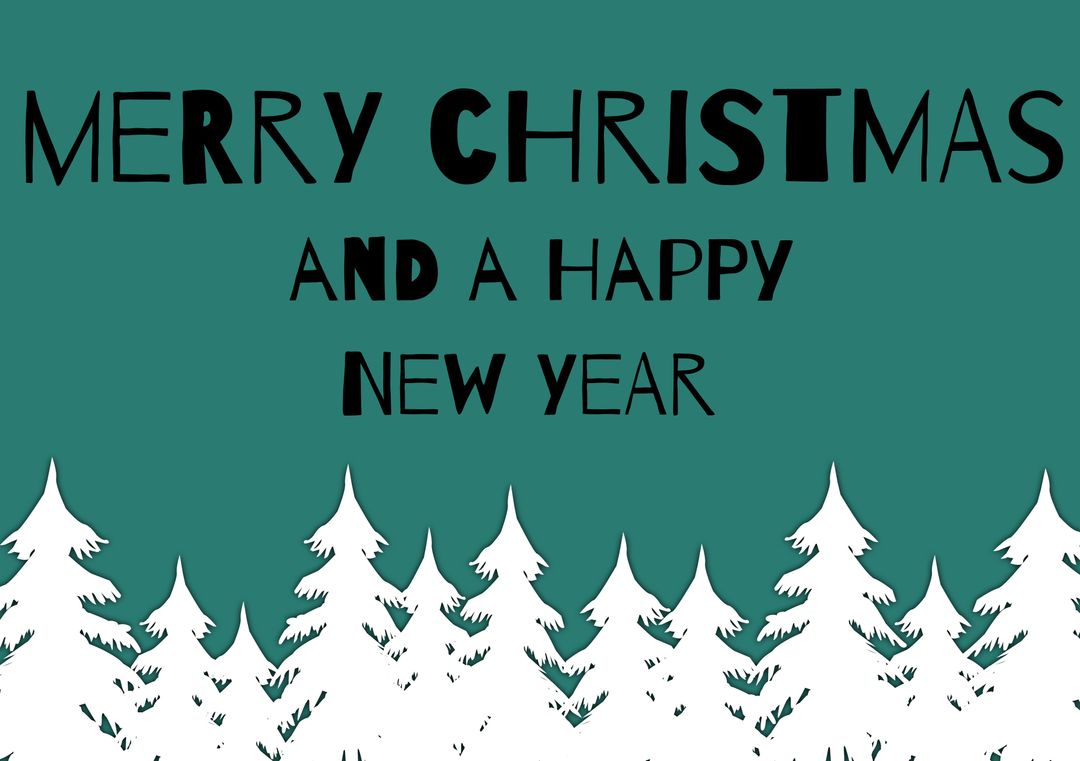Green Festive Holiday Greeting with Pine Trees