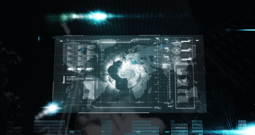 Futuristic Digital Interface with Globe and Data