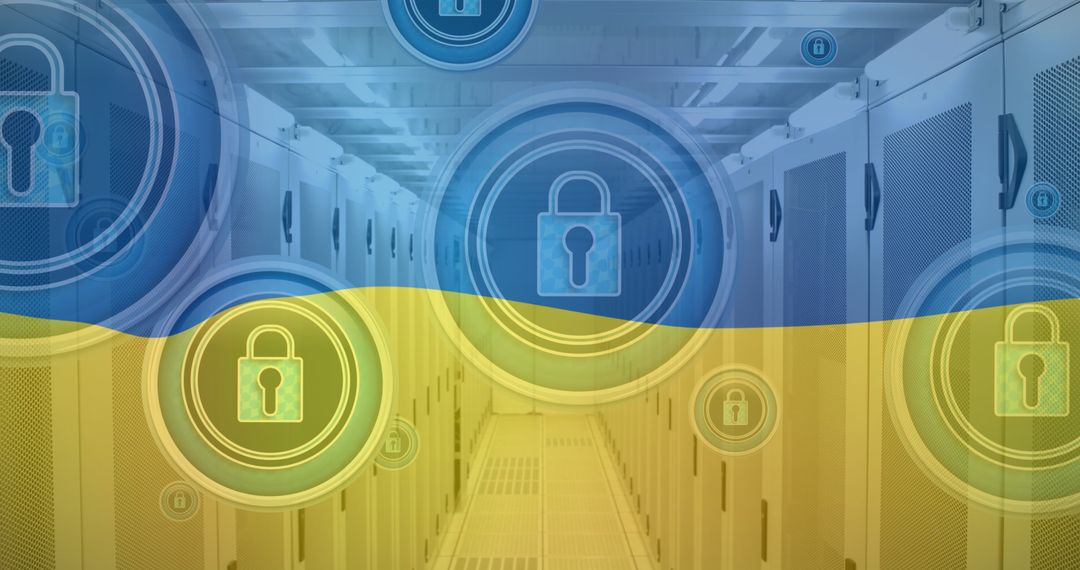 Digital Security and Ukraine Flag Conceptual Illustration