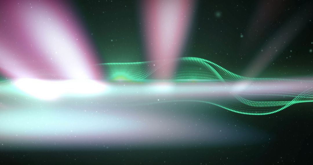 Futuristic Green Waveform among White Light Streaks