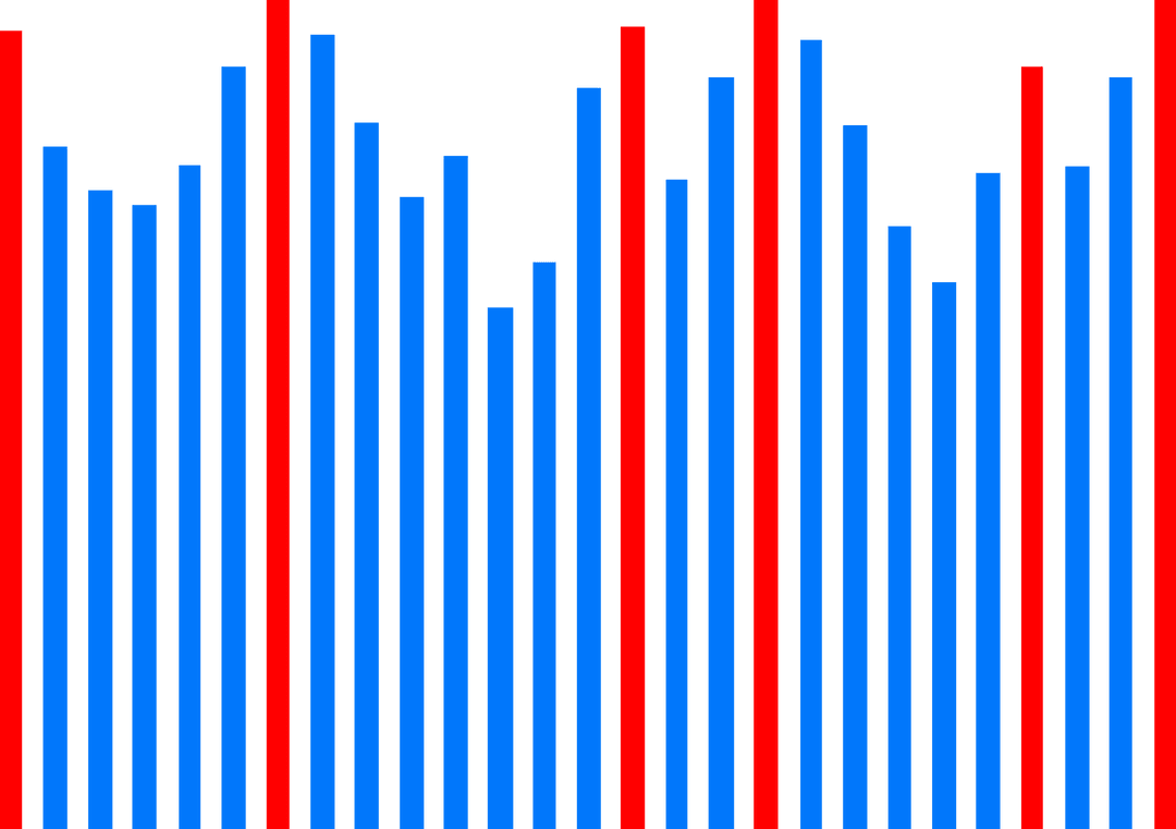 Transparent Bar Chart Illustration with Blue and Red Columns