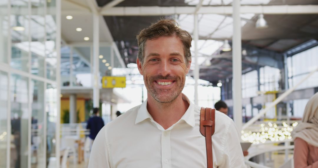 Confident Businessman Preparing for Business Trip at Airport Terminal