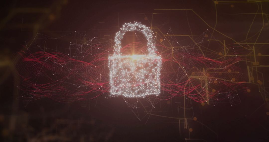 Glowing Digital Padlock in Cyber Network Space