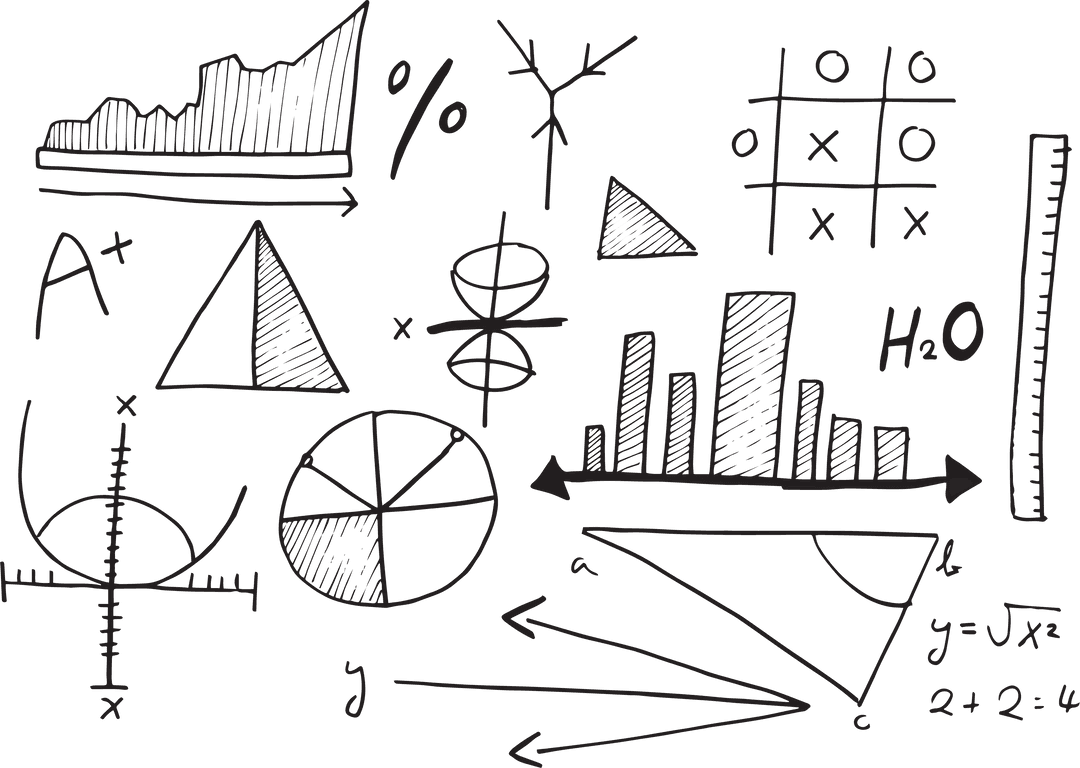 Transparent Math Equations and Graphs Background Sketchy Style