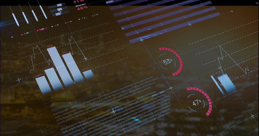 Futuristic Dashboard Overlay with City Skyline at Night