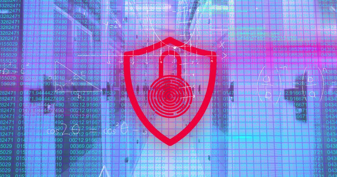 Digital Security Concept with Padlock and Data Over Servers