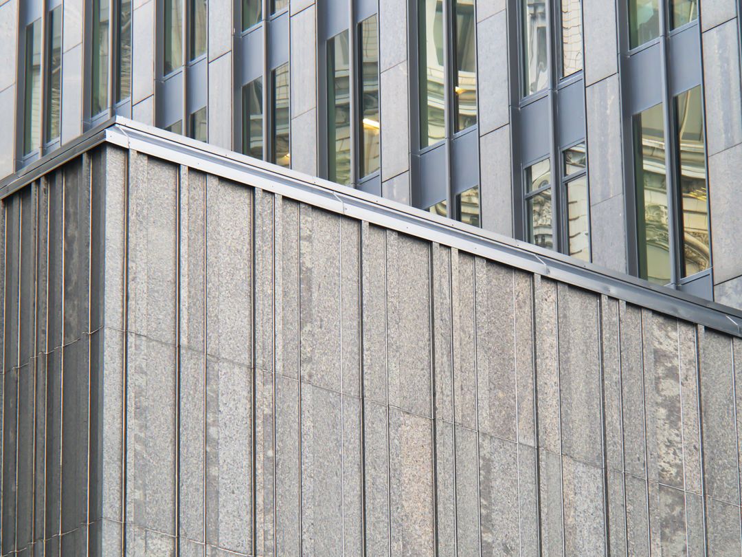 Modern architectural facade with angled texture design