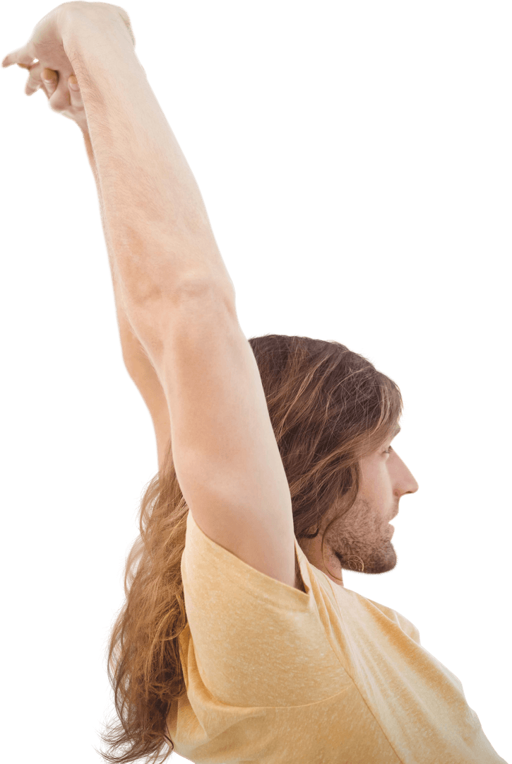 Transparent Side View of Person Stretching Indoors Relaxation