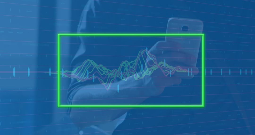 Businessman Analyzing Data on Smartphone Screen Overlay