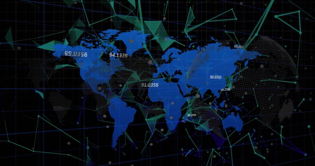 Global Data Processing with Digital World Map and Connections