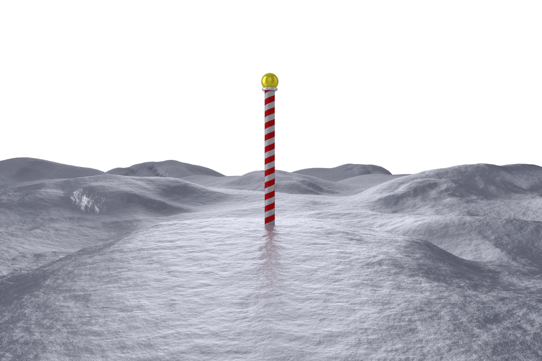 Lonely Candy Cane Lighthouse in Snow Arctic Setting with Transparent Background