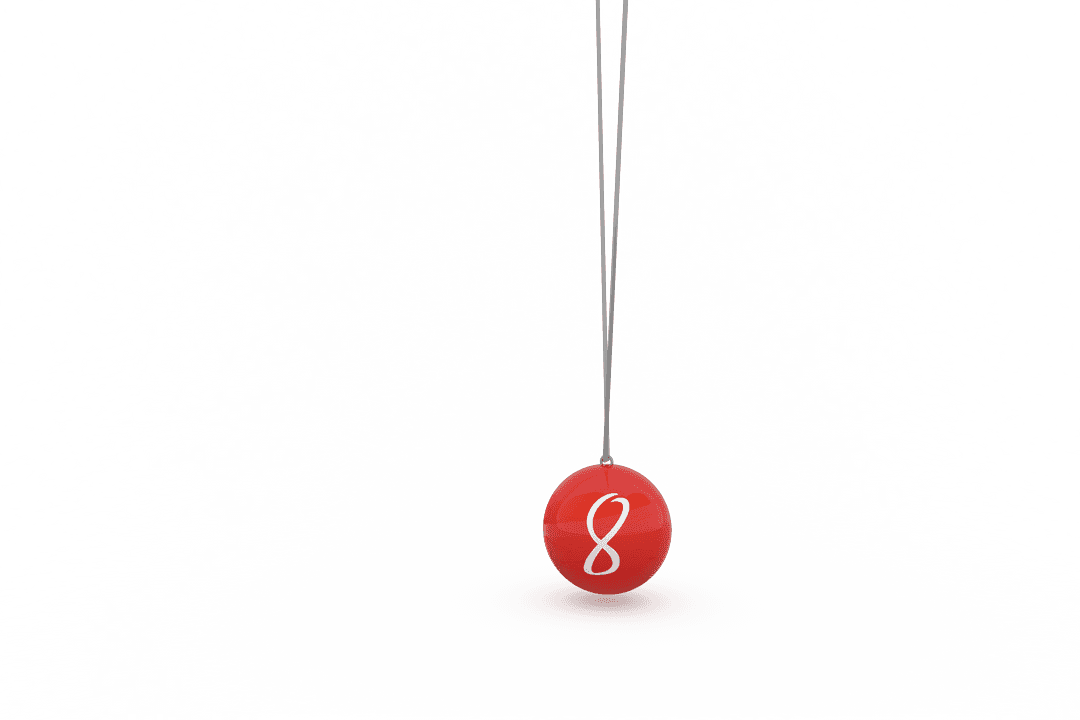 Transparent Red Ball with Number 8 on File Stick Poker Chip