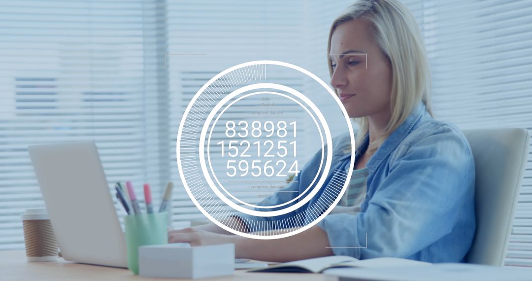 Caucasian Businesswoman Engaging in Data Analysis