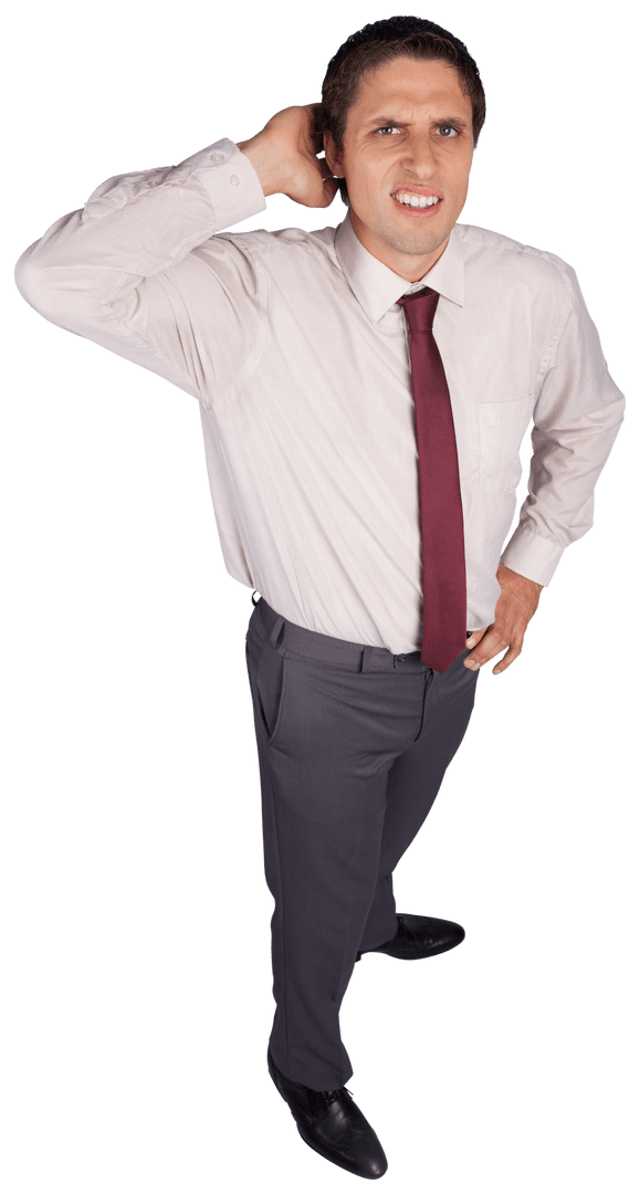 Transparent Confused Businessman Scratching Head