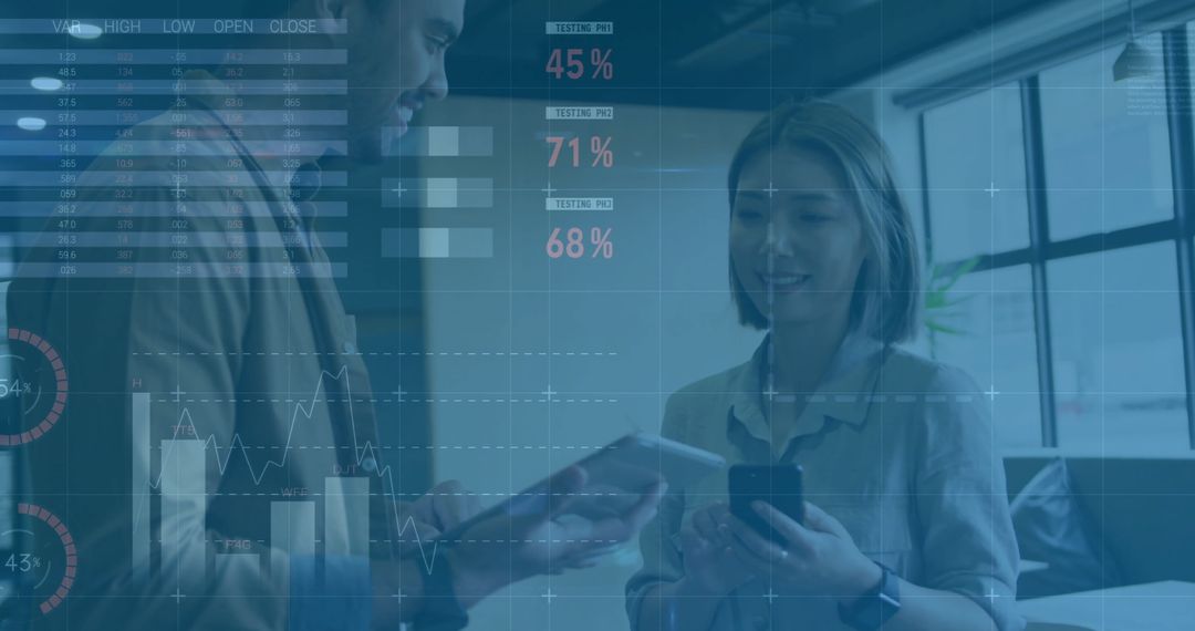 Business Colleagues Analyzing Financial Data in Office Setting