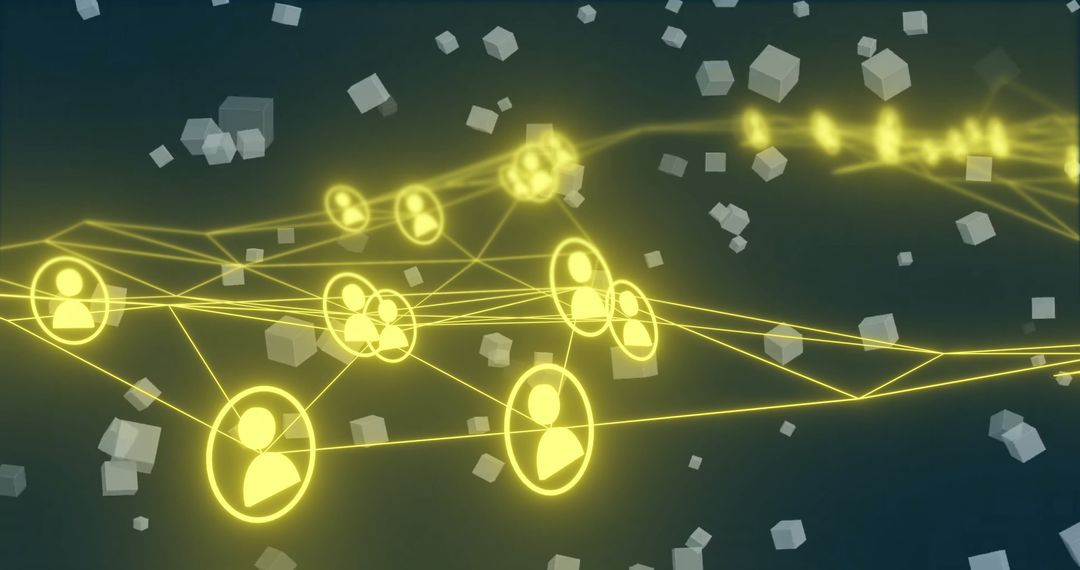 Glowing Network Connections and Data Flow Concept