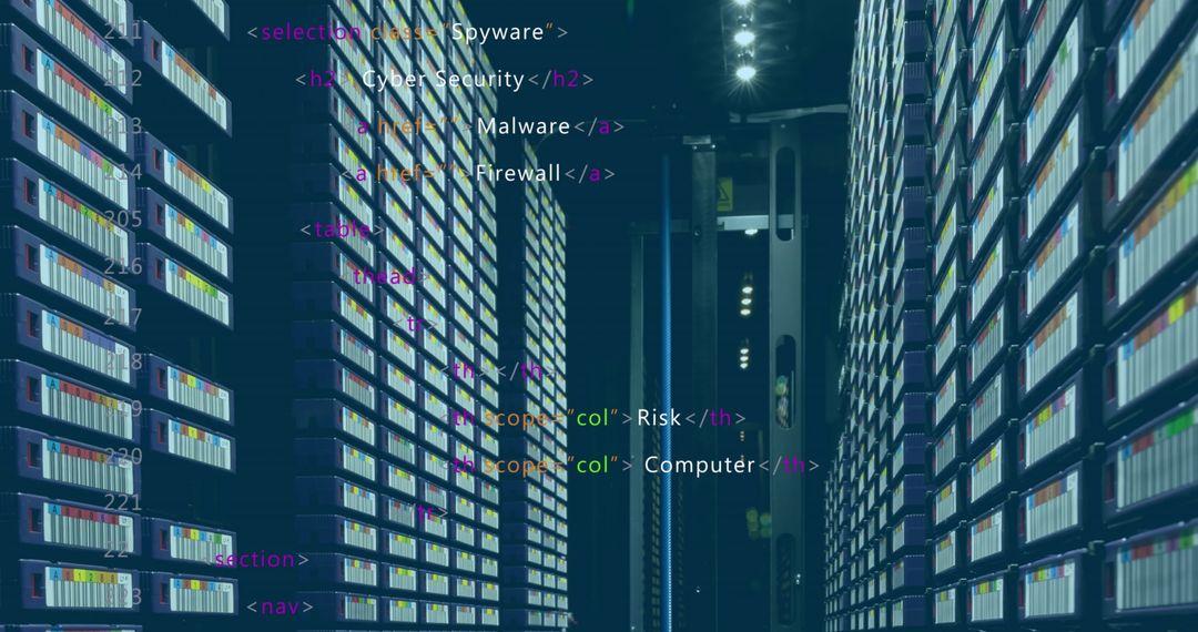 Cybersecurity HTML Code Over Modern Data Servers