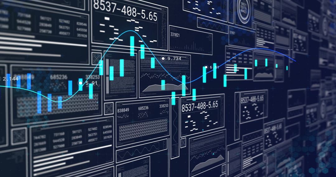 Turquoise Candlestick Trading Chart with Cyan Moving Average and Real-Time Analytics Dashboard