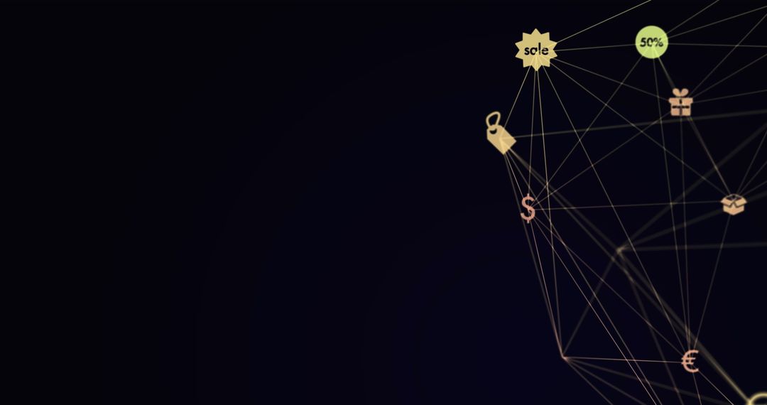 Digital Web of Connections with Floating Icons