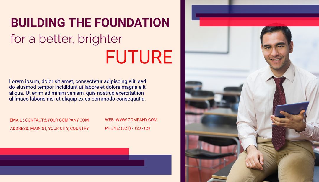 Confident Professional with Tablet in Classroom for Education Growth