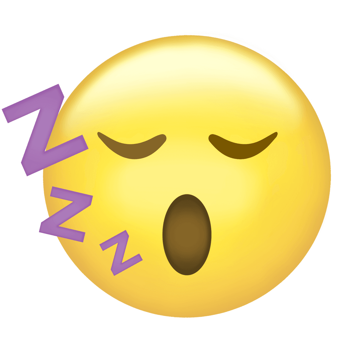 Cartoon Sleeping Emoji with Snooze Z's, Transparent Background