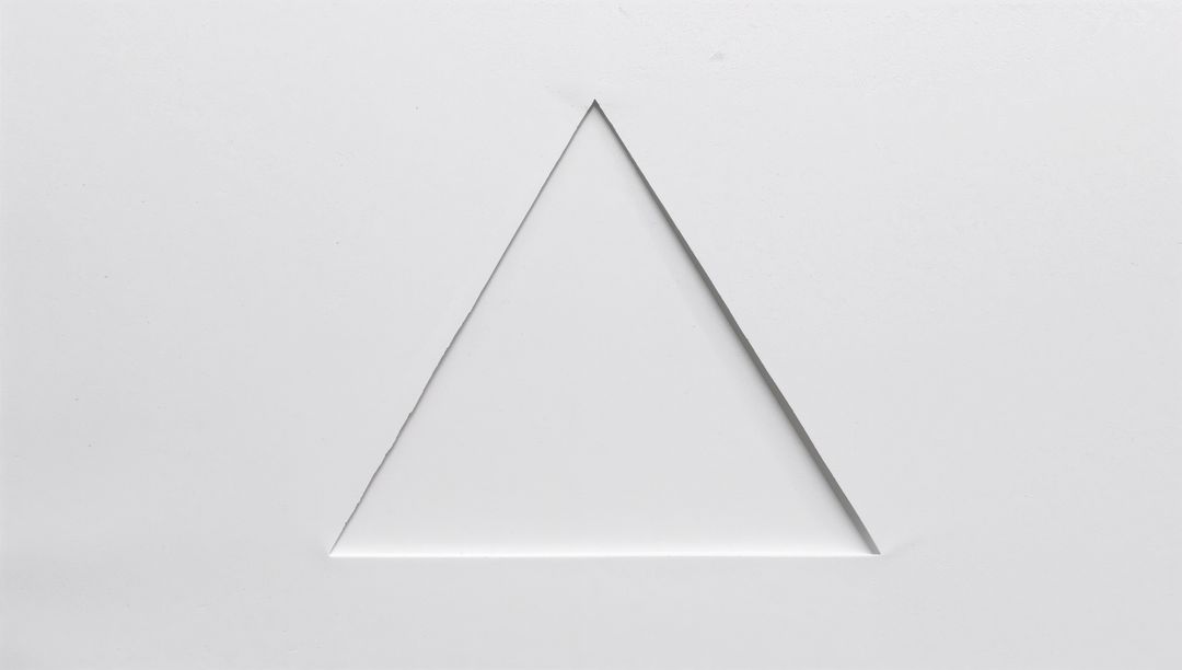 Minimal White Paper Triangle Cutout with Lifted Edge for Clean Design Background