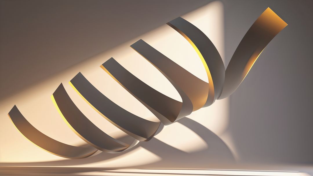 Helical Ribbon Sculptural Twist with Dramatic Shadows