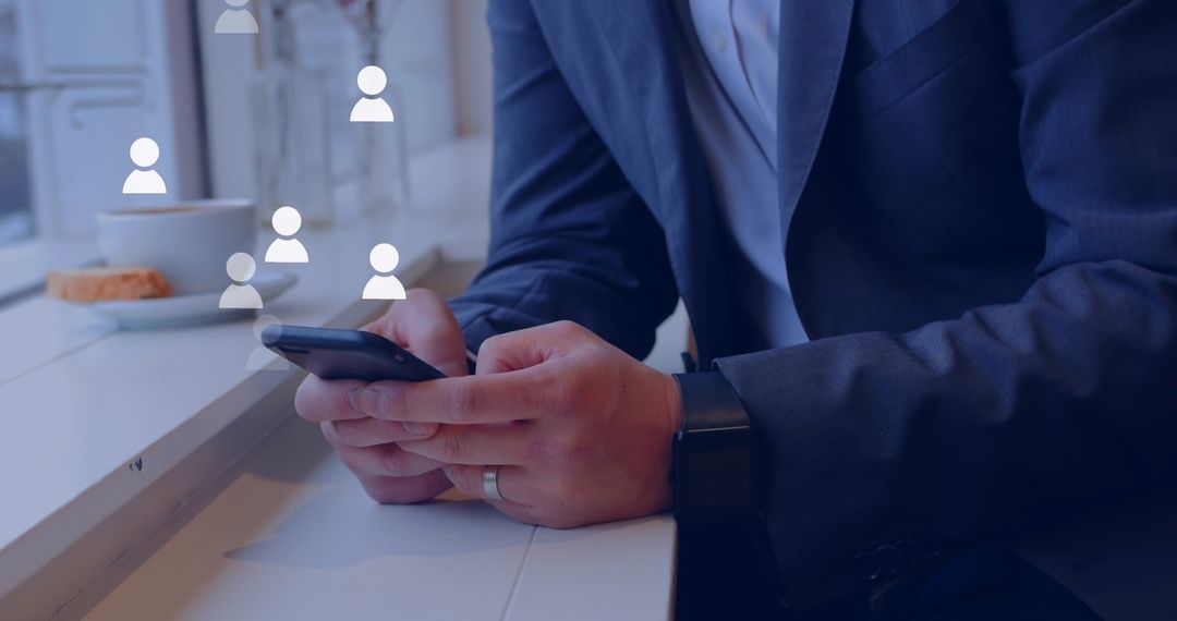 Businessman Connecting Through Smartphone and Online Networking