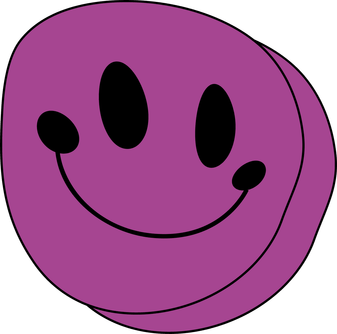 Smiling Purple Face Icon on Transparent Background