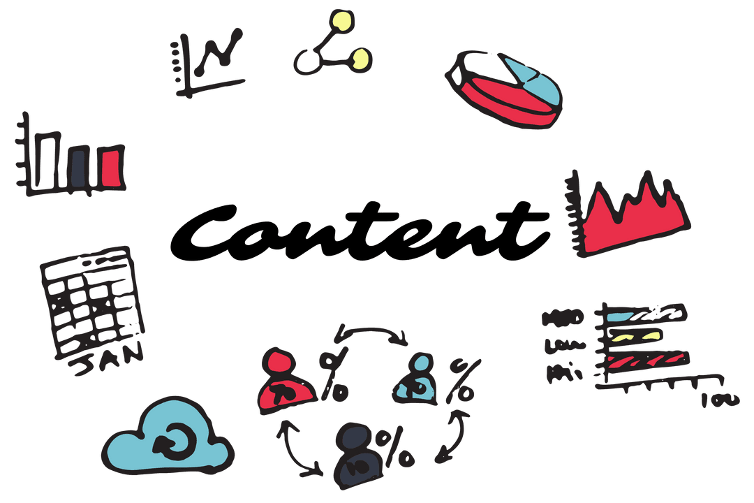 Colorful Digital Illustration with Business Graphics on Transparent Background