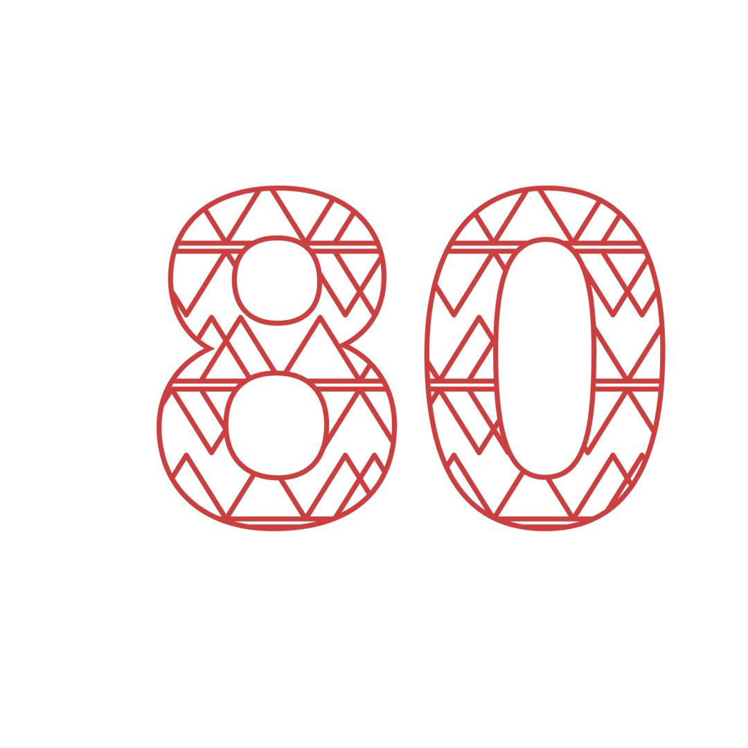 Transparent Red Geometric Number 80 Illustration